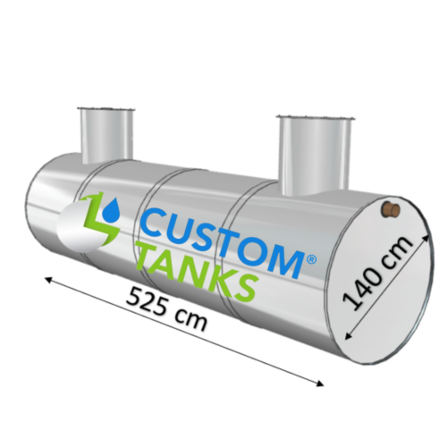 Rezervor subteran 8000 L – polipropilenă pentru apă potabilă și uzată – 140x520 cm